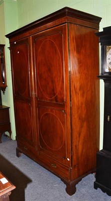 Lot 1397 - Inlaid mahogany gentleman's wardrobe