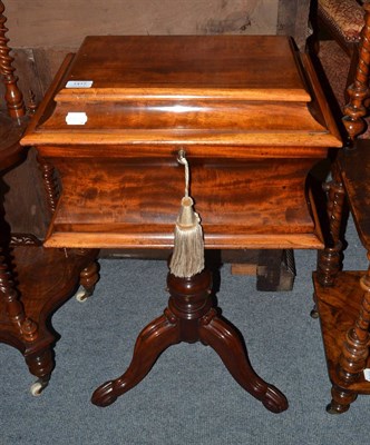 Lot 1417 - Victorian mahogany teapoy, pedestal base detached but present