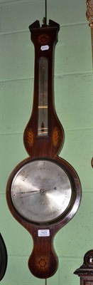 Lot 1425 - * George III mahogany wheel barometer with silvered dial labelled 'Barnaschope Boston', 99cm high