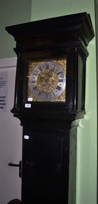 Lot 1426 - An ebonised thirty hour longcase clock, signed Jno Frost, Chichester, circa 1760, flat top...