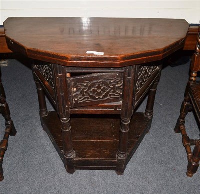 Lot 1428 - Carved oak credence table, basically 18th century