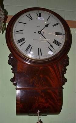 Lot 1429 - A mahogany striking drop dial wall clock, Moss, Manchester, circa 1830, side and bottom doors,...