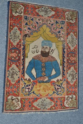 Lot 1434 - Tabriz Pictorial rug, Persian Azerbaijan, the field depicting a Persian nobleman beneath a...