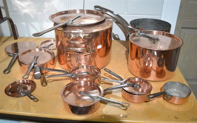 Lot 1457 - Kitchen copper ware from Elveden Hall, home to the 1st Earl of Iveagh from 1894, including...