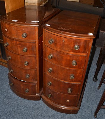 Lot 1466 - * A pair of Victorian mahogany five drawer bedside chest of drawers (adapted)