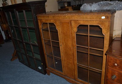 Lot 1467 - * An 18th century joined oak display cabinet with bold cornice, 107cm wide, together with a...