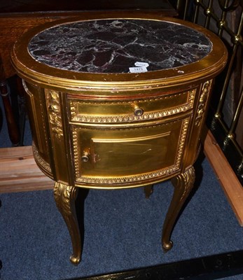 Lot 1475 - Gilt bedside table with marble top