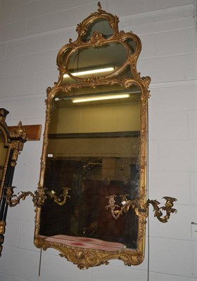 Lot 1485 - An impressive 19th century gilt and gess marginal mirror, with four ormolu branches, 220cm high