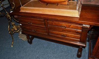 Lot 1498 - A gilt metal two tier plantstand and a Continental four drawer side table