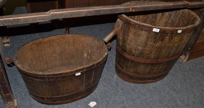 Lot 1509 - Two oak staved and metal bound buckets