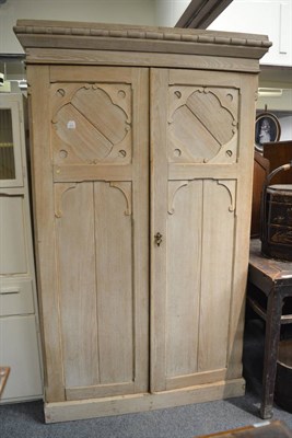 Lot 1510 - * Victorian Gothic-revival double-door wardrobe, fitted hanging space and sliding trays, 126cm wide