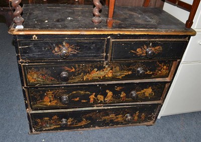 Lot 1512 - Pine Japanned five drawer straight fronted chest of drawers