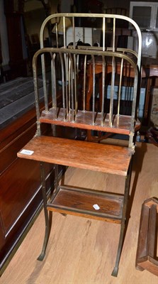 Lot 1534 - Oak and brass folding magazine rack