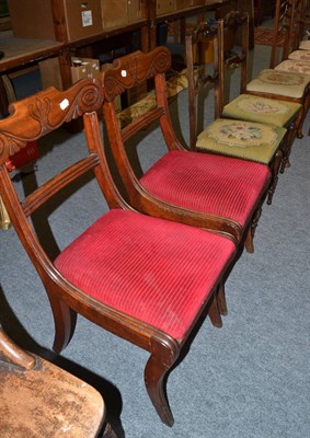 Lot 1540 - Pair of Regency mahogany dining chairs, 19th century kitchen chair, pair of walnut bedroom...