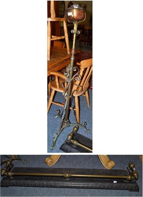 Lot 1555 - * A Victorian steel and brass fire curb, 140cm wide, together with and a brass and copper...