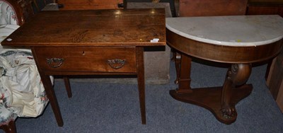 Lot 1562 - * Oak side table fitted with a deep drawer together with a Victorian mahogany and marble-top...