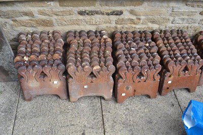 Lot 1586 - A collection of approximately sixty Victorian salt glazed garden edging tiles with low relief...