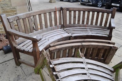 Lot 1587 - Teak sectional curved garden bench