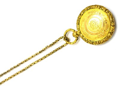 Lot 9 - # An ornate chased locket on chain, locket length 4.8cm, chain length 47cm