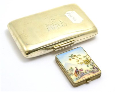 Lot 12 - Late Victorian silver cigarette case, with regimental crest, London 1899 and a Continental...