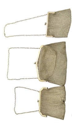 Lot 14 - Three silver mesh evening bags