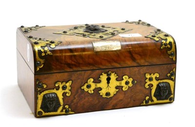Lot 76 - Victorian Egyptian Revival brass mounted walnut sewing box