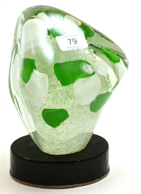 Lot 79 - A Stefano Toso Murano Sculpture, green and white coloured glass around air bubbles cased in...