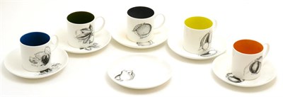 Lot 83 - Susie Cooper Harlequin set of five coffee cans and six saucers