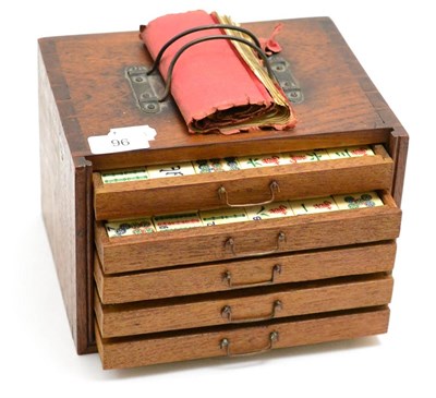 Lot 96 - Bone and bamboo MahJong set in a wooden case
