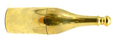 Lot 104 - A brass lacquered champagne bottle cocktail shaker, unmarked, 40cm