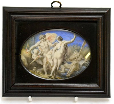 Lot 108 - An early 19th century watercolour on ivory with classical mythological figures, panel measures...