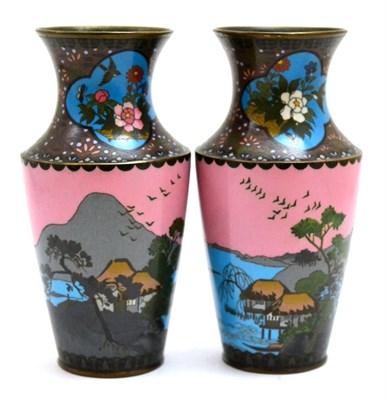 Lot 112 - Pair of late 19th/early 20th century cloisonne vases, height 20.5cm