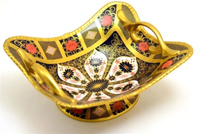 Lot 114 - A Royal Crown Derby Imari twin handled footed dish, No. 1128