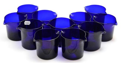 Lot 122 - Eleven Victorian blue glass wine glass rinsers