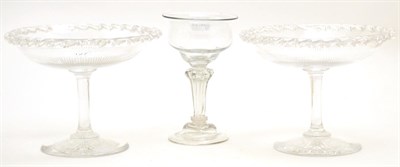Lot 127 - Two Waterford glass comports and a Silesian stem glass with fold-over foot