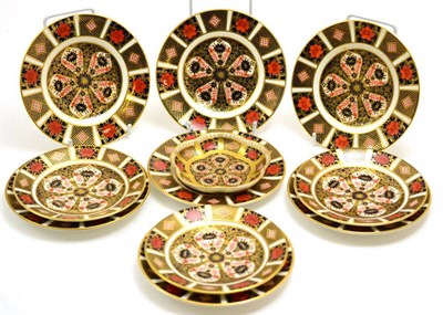 Lot 135 - A group of seven Royal Crown Derby Imari side plates, No.1128 together with three matching...