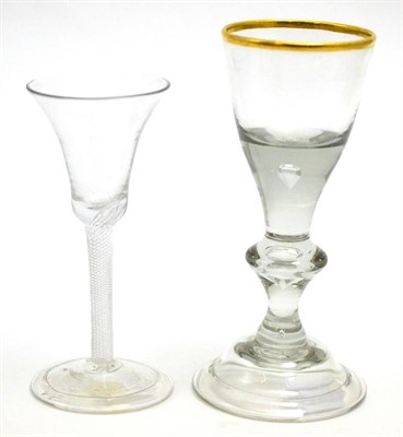 Lot 154 - An 18th century twisted wine glass and another wine glass, 18cm and 15cm (2)