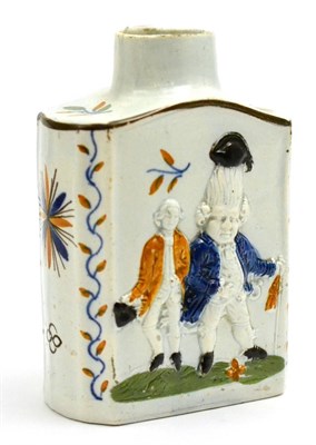 Lot 159 - A Prattware macaroni pattern tea canister, possibly Scottish, height 12cm