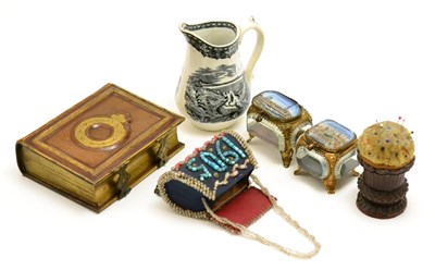 Lot 172 - Two Palais Royale watch caskets, a beadwork box dated 1905, a small leather photograph album, a...