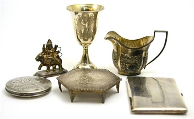 Lot 175 - Six items of foreign white metal including a kiddush cup