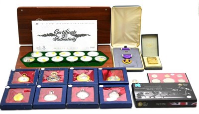Lot 185 - Cased Dupont cigarette lighter, cased American purple heart medal, coins and modern pocket and...