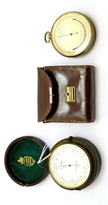 Lot 186 - Two aneroid pocket barometers, 2-1/2-inch silvered dial signed E Lennie, Edinburgh, brass case with