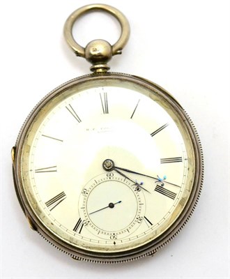 Lot 215 - A silver pocket watch, signed R F Cowderoy, London, 1895, lever movement and dust cover signed...