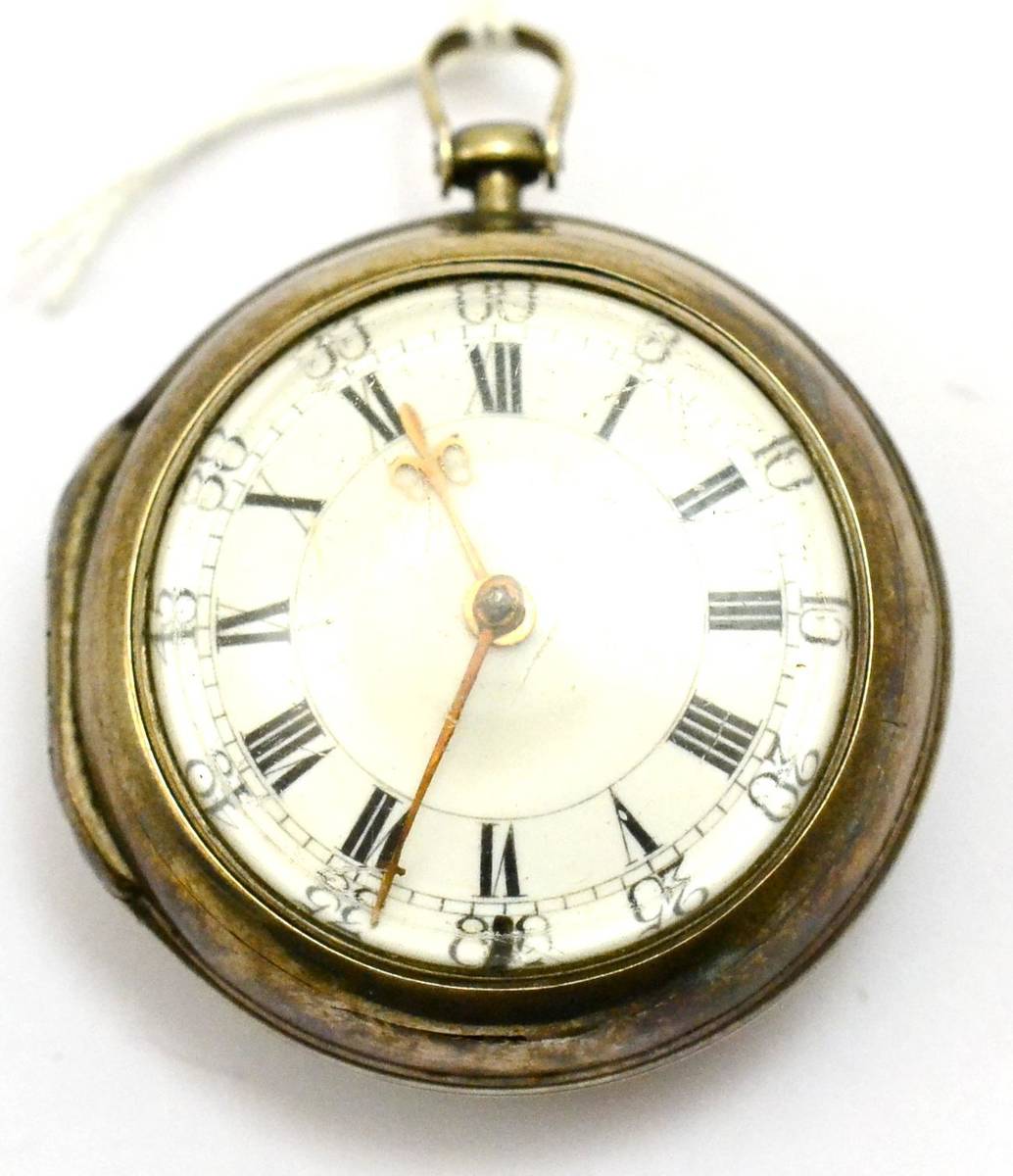 Lot 252 A silver pair cased verge pocket watch,