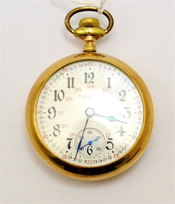 Lot 259 - A gold plated pocket watch, retailed by W A Ferguson, Edmonton, 1916, lever movement signed...
