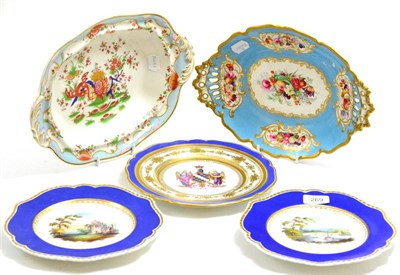 Lot 269 - A Chamberlain & Co blue and gilt decorated armorial plate with the Earl of Dudley Arms, circa 1840