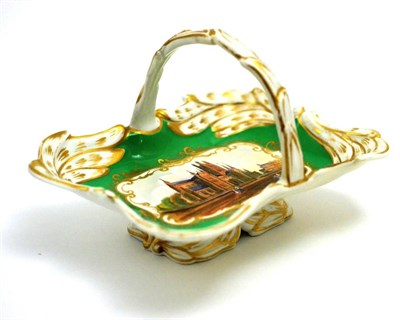 Lot 273 - A Chamberlain Worcester basket painted with a scene of Worcester Cathedral, 15.2cm high