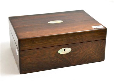 Lot 296 - A 19th century rosewood workbox with accessories including pin cushions, thimble cases, etc