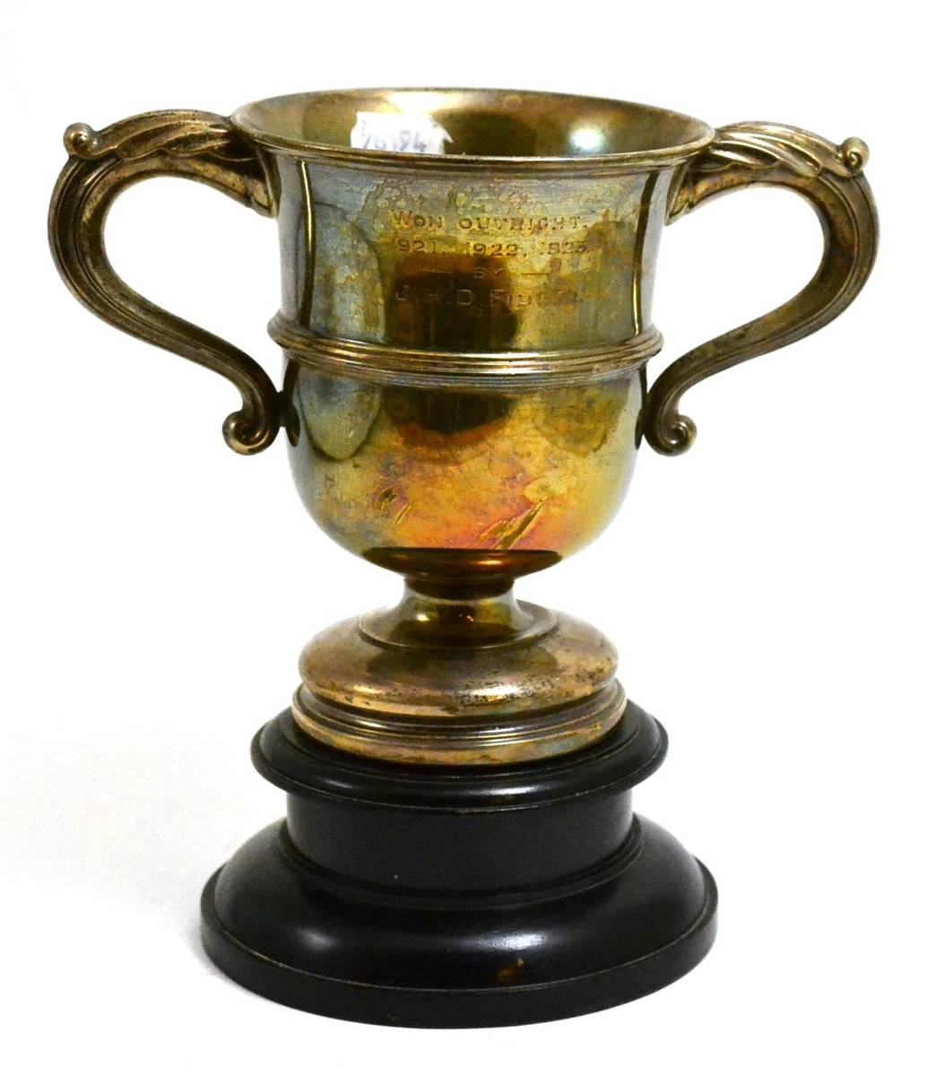 Lot 323 - A silver trophy cup presented by J A Player, 1920