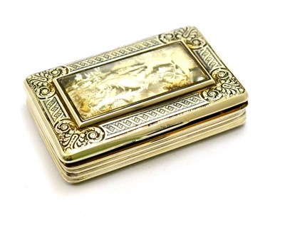Lot 335 - A French silver snuff box, guarantee mark for Paris 1819-1838, rounded rectangular, the cover...